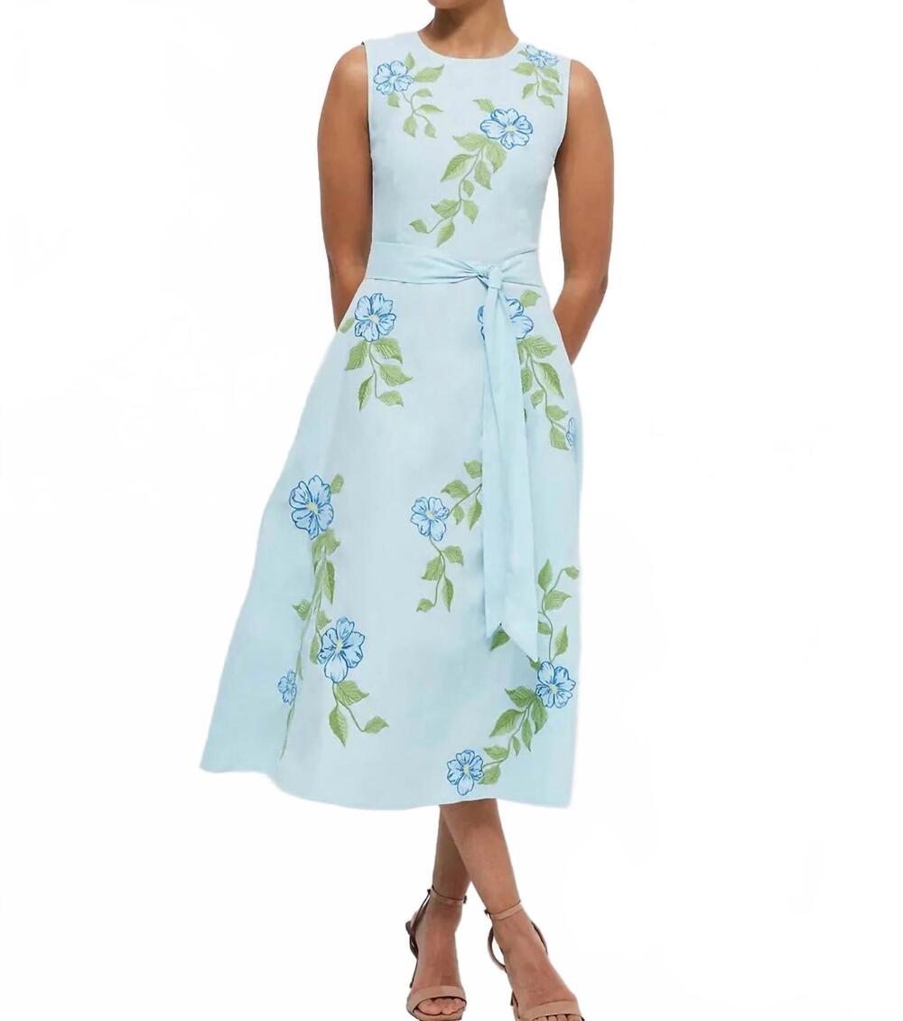 NEW FANM MON medina midi dress in light lagoon